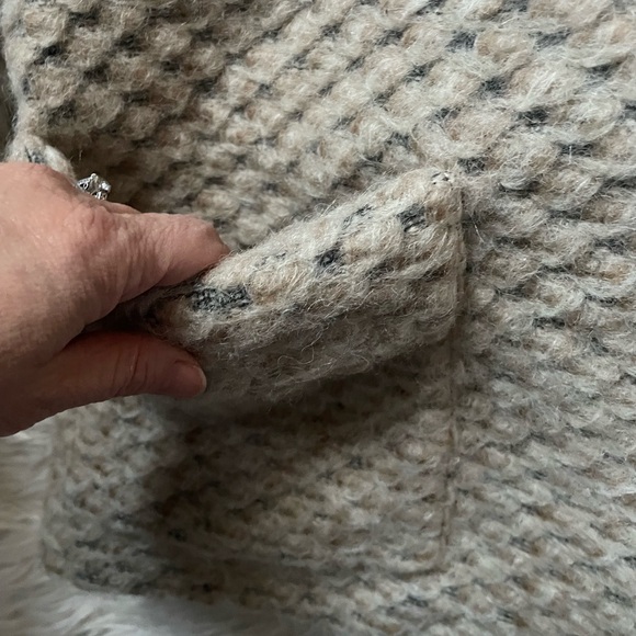 Joes Tweed Wool Mohair Overcoat Trench Long Coat Jacket Tan Gray Y2K M - Picture 12 of 12